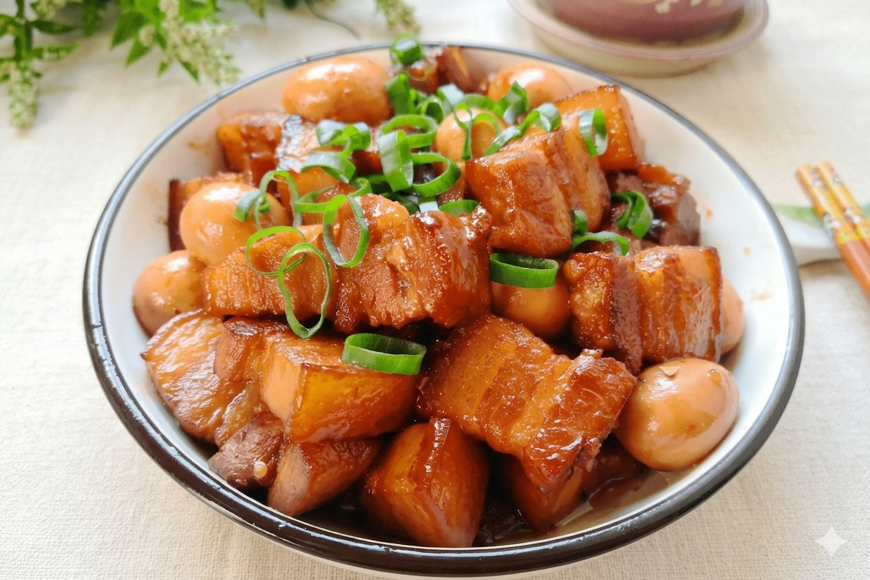 Thịt kho trứng sốt tiêu